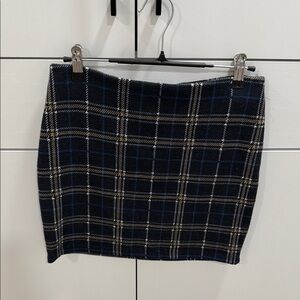 Zara Plaid Navy Blue Skirt